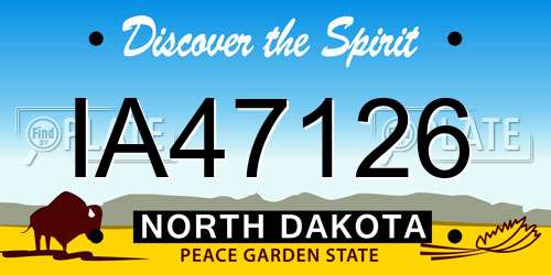 IA47126 North Dakota License Plate
