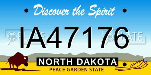 IA47176 North Dakota License Plate