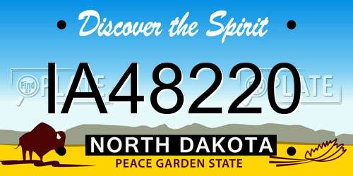 IA48220 North Dakota License Plate