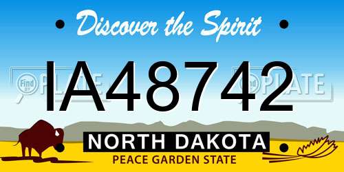 IA48742 North Dakota License Plate