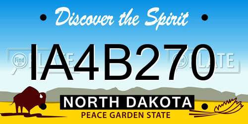 IA4B270 North Dakota License Plate