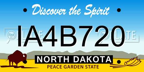 IA4B720 North Dakota License Plate
