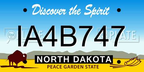 IA4B747 North Dakota License Plate
