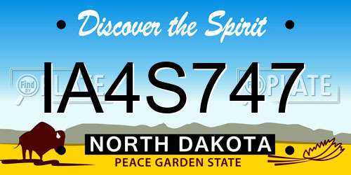 IA4S747 North Dakota License Plate