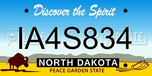 IA4S834 North Dakota License Plate