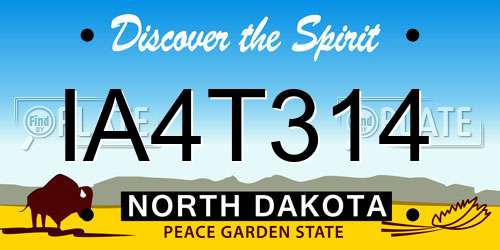 IA4T314 North Dakota License Plate