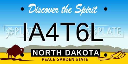 IA4T6L North Dakota License Plate