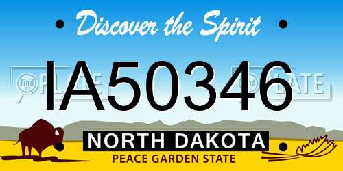 IA50346 North Dakota License Plate