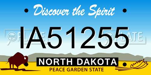 IA51255 North Dakota License Plate