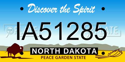 IA51285 North Dakota License Plate