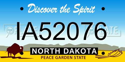 IA52076 North Dakota License Plate