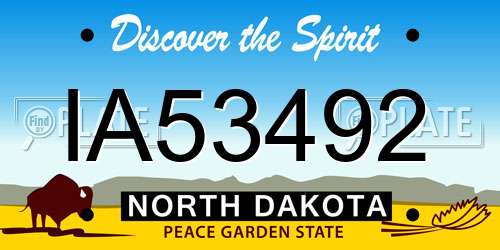 IA53492 North Dakota License Plate