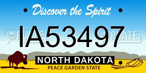 IA53497 North Dakota License Plate