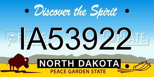 IA53922 North Dakota License Plate