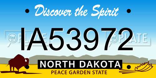 IA53972 North Dakota License Plate