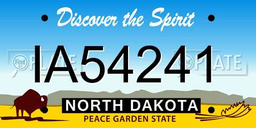 IA54241 North Dakota License Plate