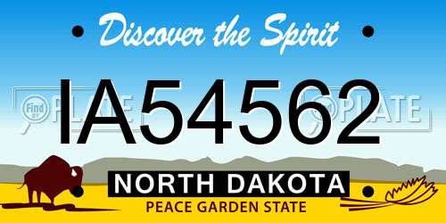 IA54562 North Dakota License Plate
