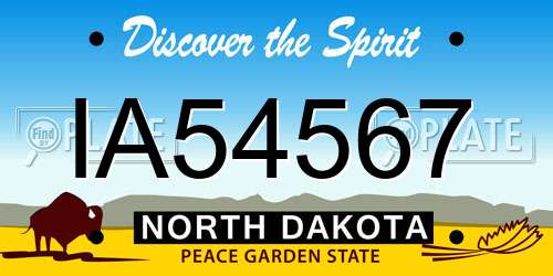 IA54567 North Dakota License Plate