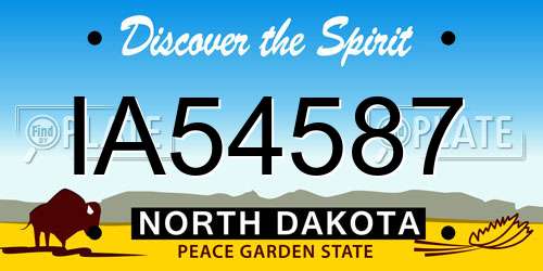 IA54587 North Dakota License Plate