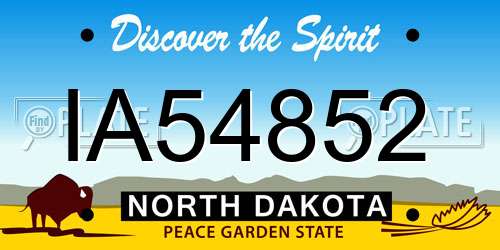 IA54852 North Dakota License Plate