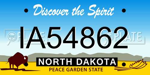 IA54862 North Dakota License Plate