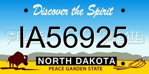 IA56925 North Dakota License Plate