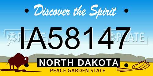 IA58147 North Dakota License Plate