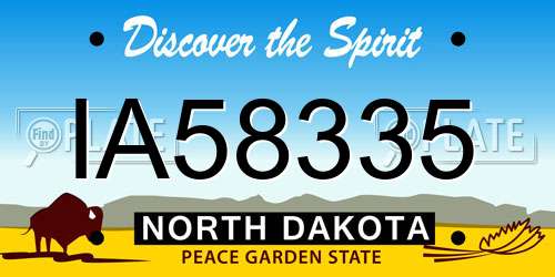 IA58335 North Dakota License Plate