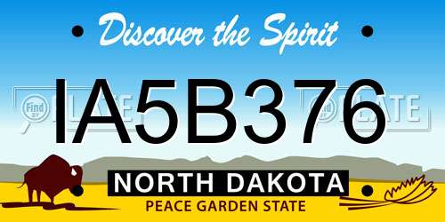 IA5B376 North Dakota License Plate