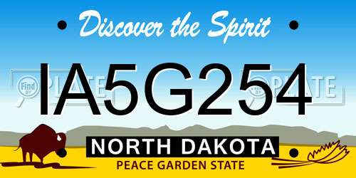 IA5G254 North Dakota License Plate
