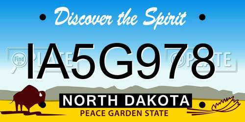 IA5G978 North Dakota License Plate