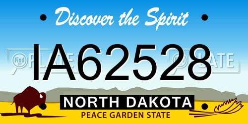 IA62528 North Dakota License Plate