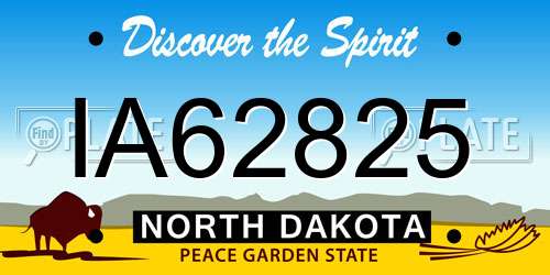 IA62825 North Dakota License Plate