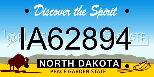 IA62894 North Dakota License Plate