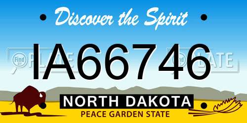IA66746 North Dakota License Plate