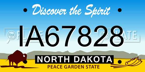 IA67828 North Dakota License Plate