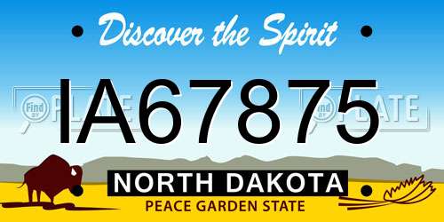 IA67875 North Dakota License Plate