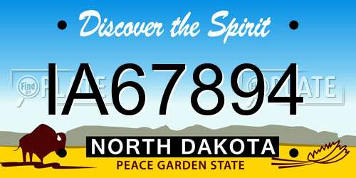 IA67894 North Dakota License Plate