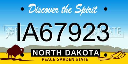 IA67923 North Dakota License Plate