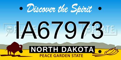 IA67973 North Dakota License Plate