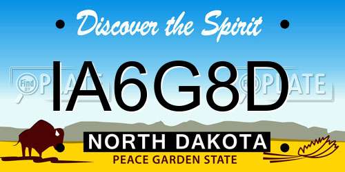IA6G8D North Dakota License Plate