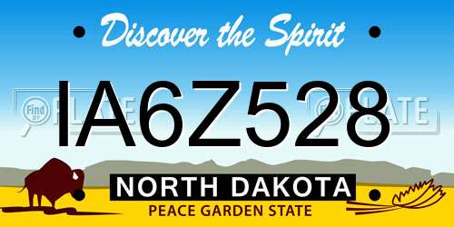 IA6Z528 North Dakota License Plate