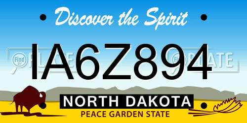 IA6Z894 North Dakota License Plate