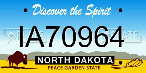 IA70964 North Dakota License Plate