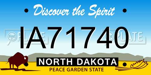 IA71740 North Dakota License Plate