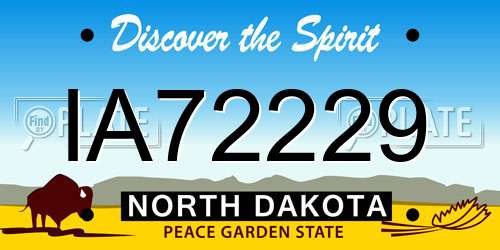 IA72229 North Dakota License Plate