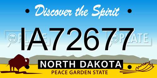 IA72677 North Dakota License Plate