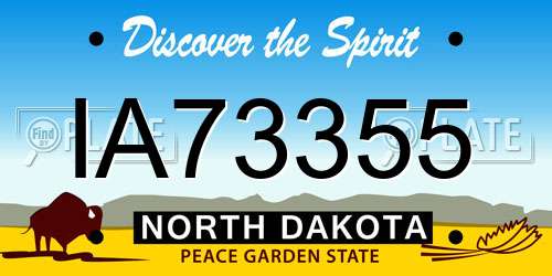 IA73355 North Dakota License Plate