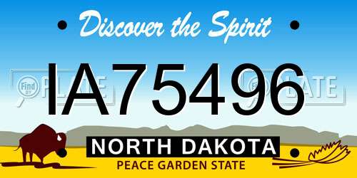 IA75496 North Dakota License Plate