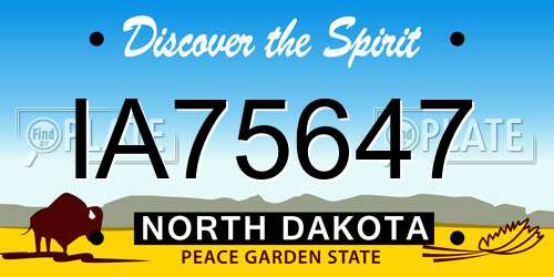 IA75647 North Dakota License Plate